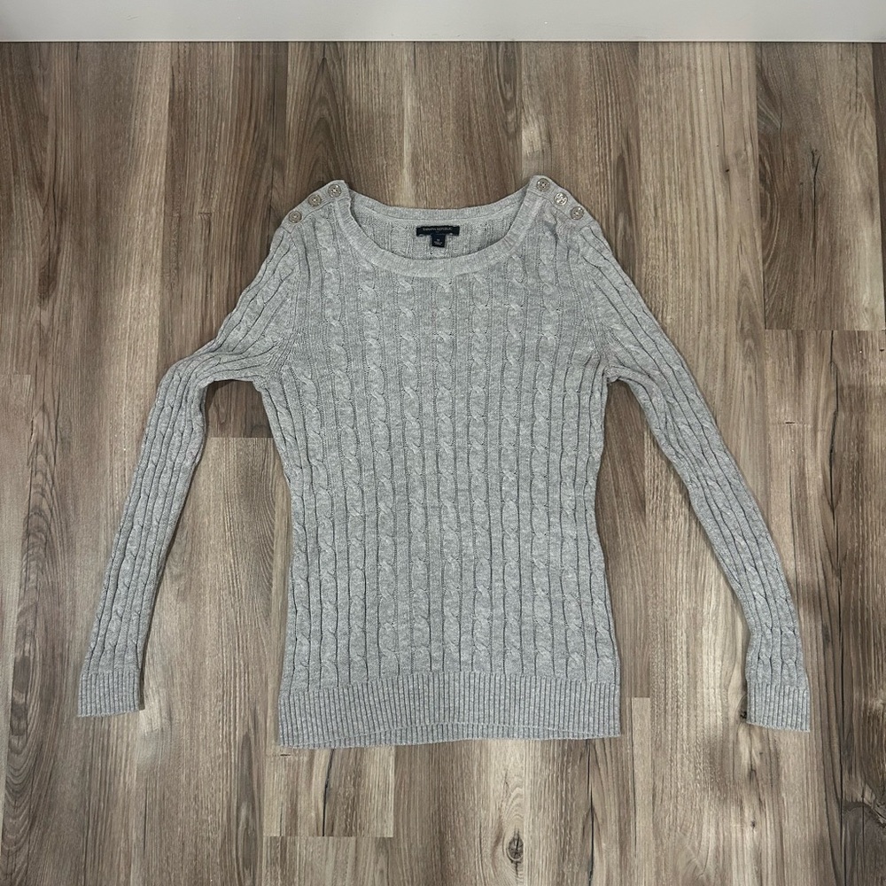 Banana Republic Light Gray Cable Knit Sweater
